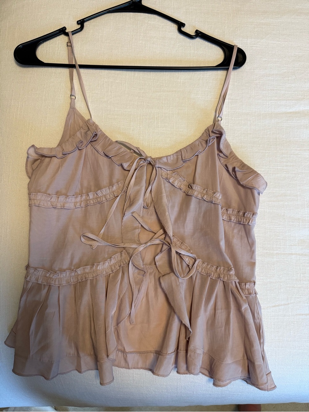 Edikted Taupe Ruffle Tie-Front Camisole